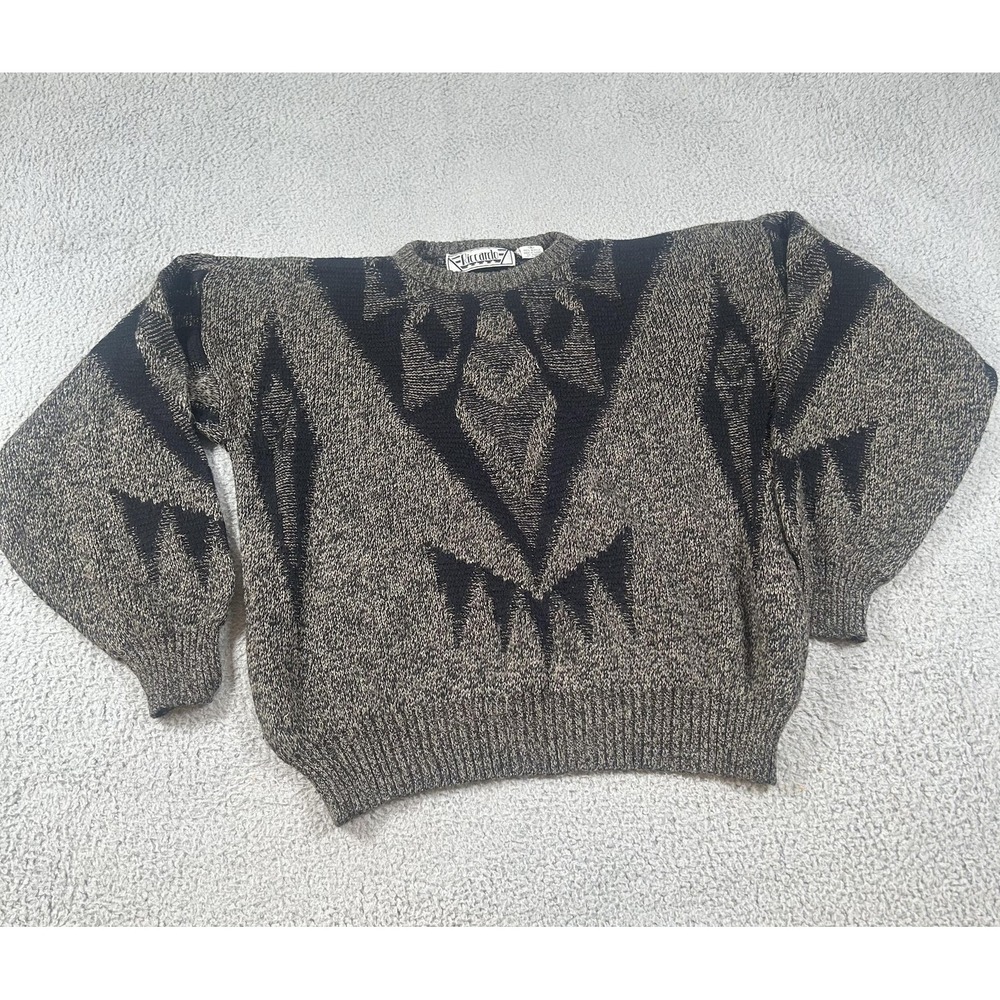 Riccardo Vintage Sweater Womens S Brown Black Geometric Knit Dolman Pullover